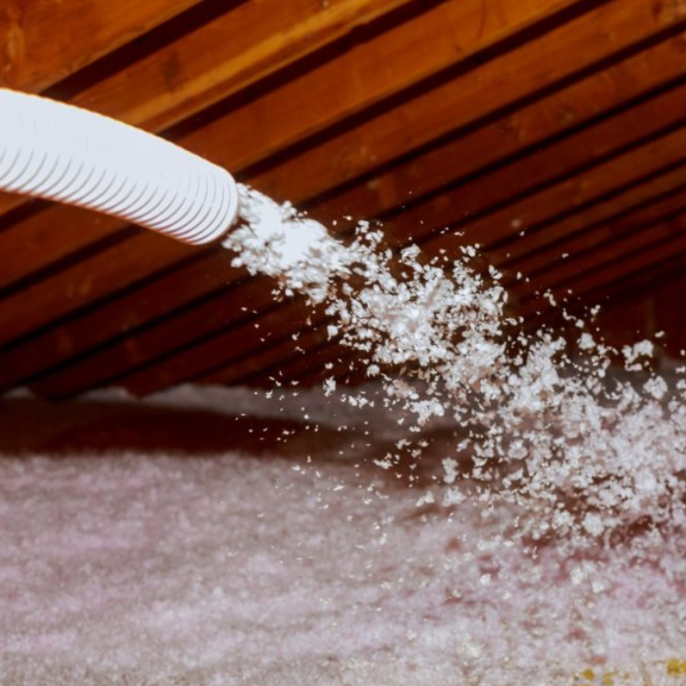 Blown-in fiberglass insulation